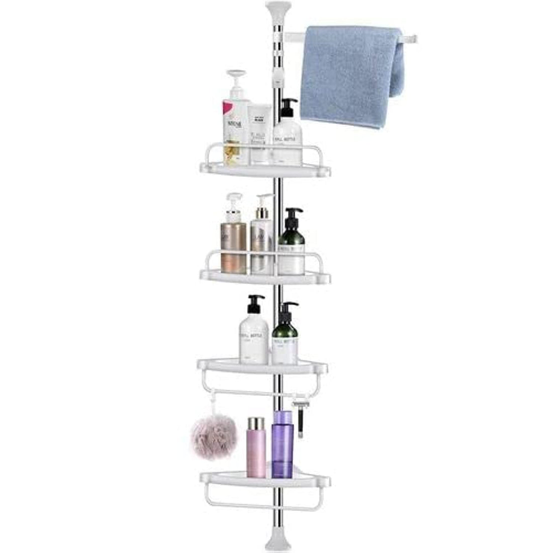 Generic Modern Minimalist 4 Shelf Bathroom Organizer Shelf - Silver and White