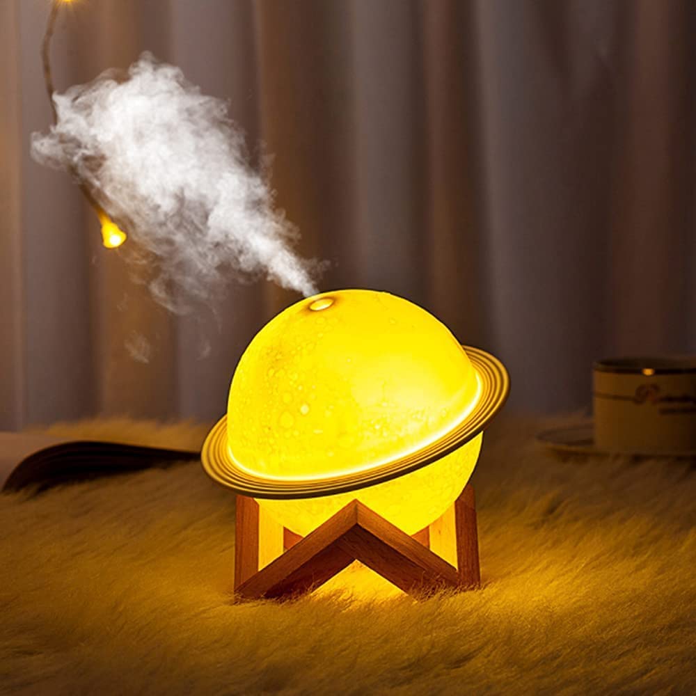 Moon Lamp Humidifier, 3 Colors 3D Print Moon Night Light with USB Recharge Stand, Aromatherapy Diffuser,Moon Diffuser Kids Baby Friend Lover Birthday Room Decor Gifts