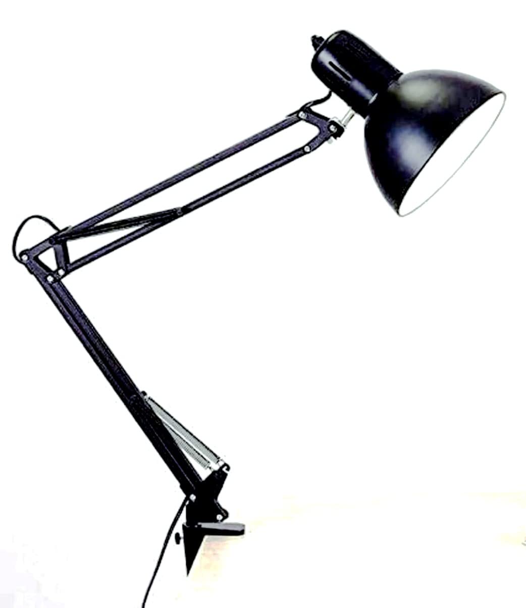 Metal Swing Arm Adjustable Table Lamp (Black)