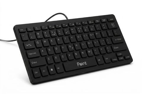The PT-300 mini wired USB keyboard features an ultra-slim design, is water-resistant and silent, and is made of durable ABS plastic for practical and portable use.