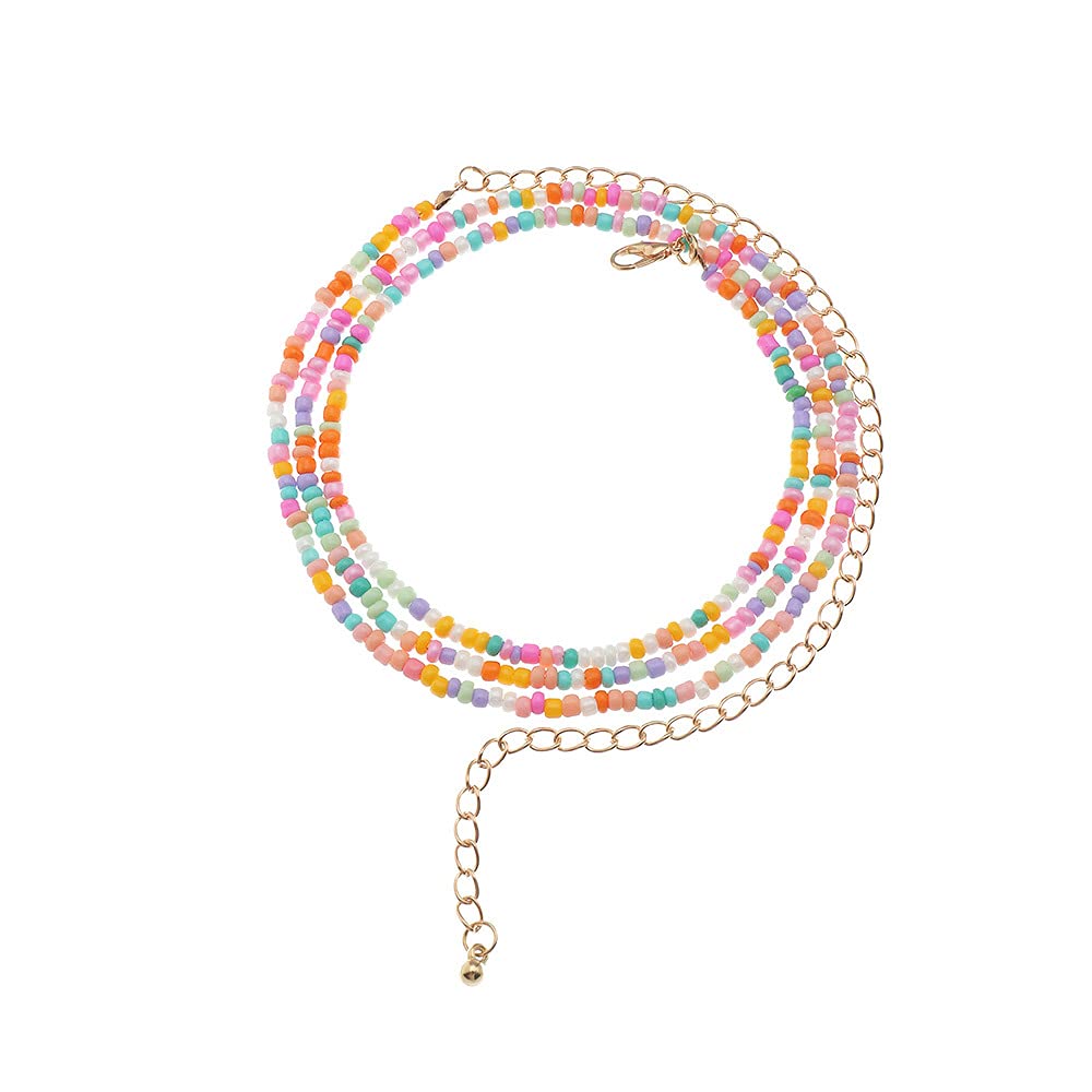 COLORFUL BLING Beads Waist Chain Set African Belly Chain Elastic Weight Loss Body Chain Summer Beach Vacation Bikini Body Jewelry Women Girls, resin, no gemstone,