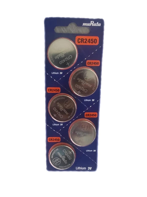 CR2450 3V Lithium Coin Cell Battery for The Remote Control of Cars and Digital Devices (5 Pieces)