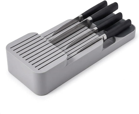 Multi Slot Knife Organizer Block 2 Layer, PP Plastic Kitchen Knife Holder Rack, Space Saving Countertop Storage Stand, Anti Slip Base Knife Storage System Dishwasher Friendly