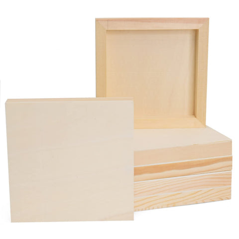 YoleShy 6 Pcs 6'' x 6'' Wood Panels for Pouring, Unfinished Wood Canvas Cradled Wooden Boards for Painting Arts & Craft, Wooden Canvas Panelsouring Use with Oils, Acrylics