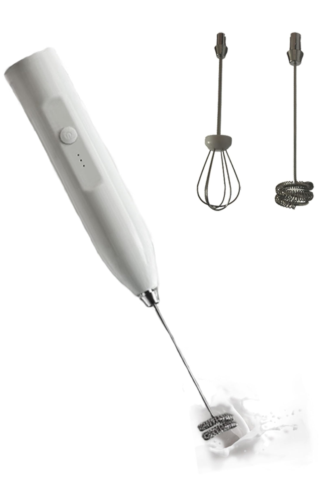 Handheld coffee foam maker, 3-speed adjustable electric whisk, Beverage mixer with stainless steel whisk, 4 AA battery hand whisk sticks (not equipped), Latte cappuccino Matcha Egg Silver foam maker