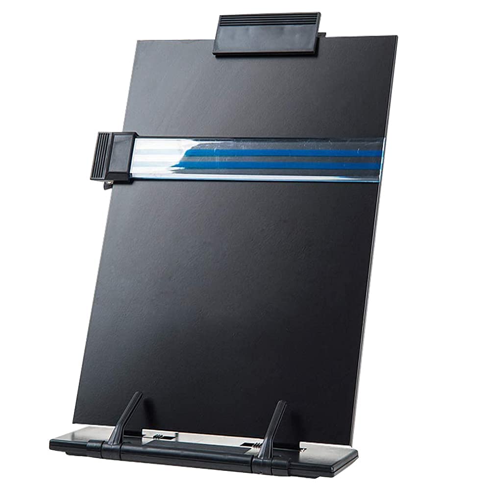 SIBY Metal Desktop Document Holder with 7 Adjustable Positions | Copyholder Stand with Removable Clip and Line Guide for Typing Cross Stitching | Black Bookends for Cookbook/Music/Reading (1Pc,Black)