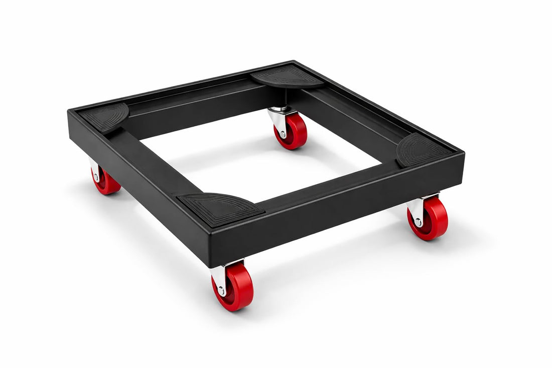 Heavy Aluminum Base for Water Cooler – Size 33x33cm – 4 Strong Wheels with Safety Brake – Rust Resistant – Elegant Black