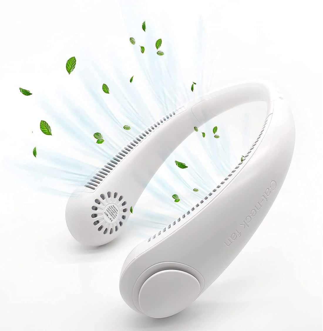 Padom Neck Fan, Hands Free 360° Cooling Personal Fan, USB Rechargeable Portable Neck Fan with 3 Wind Speed for Traveling Office Sports (White)