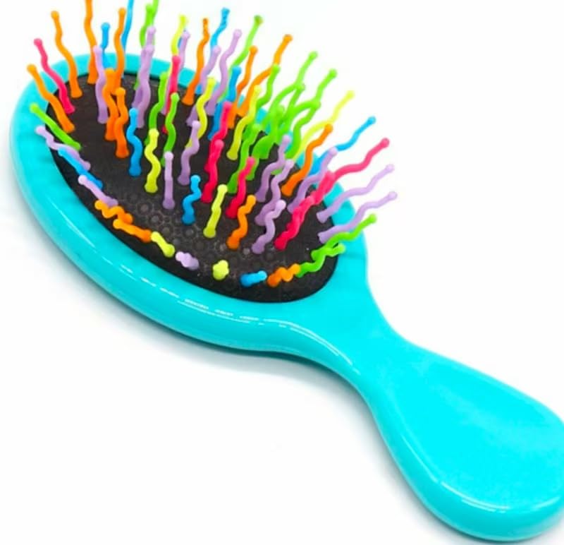 Plastic Hair Brush, Multi Color, Colorful Teeth, for Daily Styling