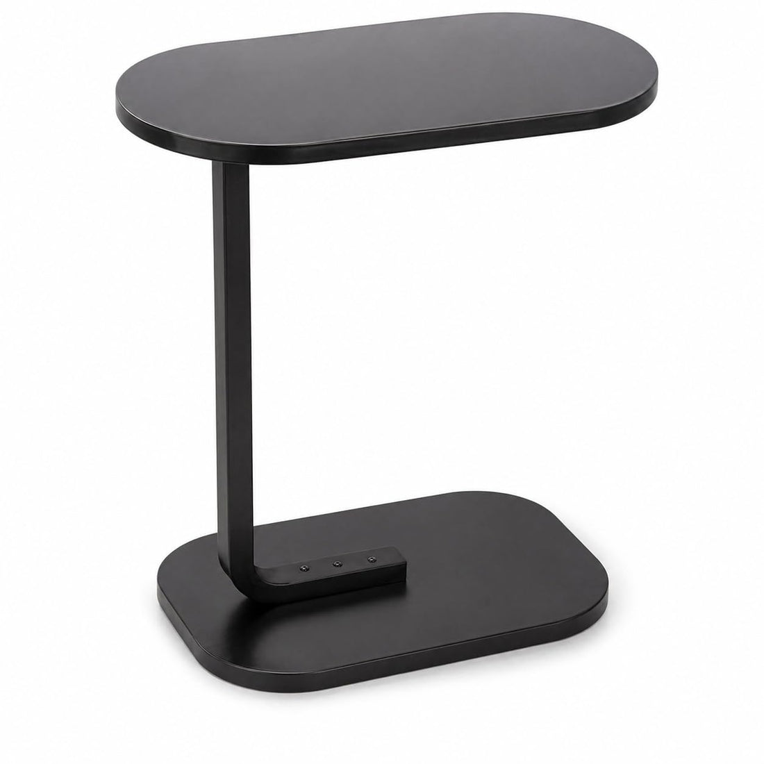 Modern Small Corner Table Wooden Oval Top with Stable Base and Metal Structure Side Table for Sofa Bedside Office Compact Functional Design