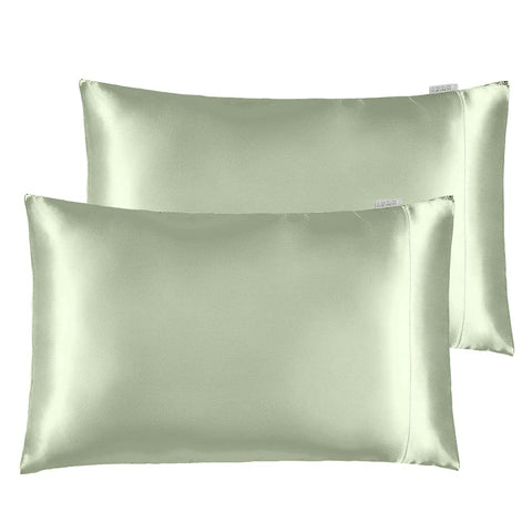 STONECREST Satin Pillowcase for Hair and Skin Care, Set of 2 Soft Breathable Queen Standard Size Silky Satin Pillowcases (20 x 26”)(Sage,Standard)