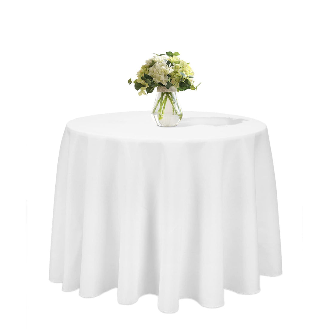 Table Cloth Party Decorations Tablecloth: White Round Tablecloths Weddings 229 x 229 cm Polyester Inelastic Fabric Table Cloths Cover Protector Dining Decoration for Outdoor Baby Shower Banqueting