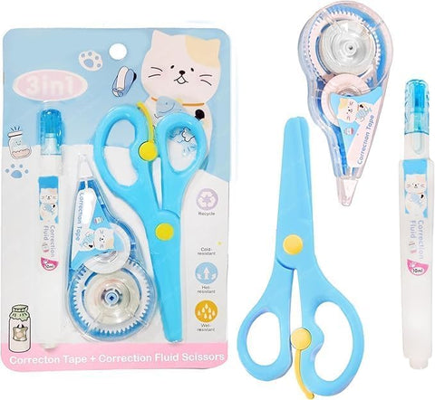 1 Pack Correction Tape with Liquid and Scissors, Correction Pen 30mx5mm, for Magazines, Bleach for Correction and Static Items, Multicolor Correction Pen Tape