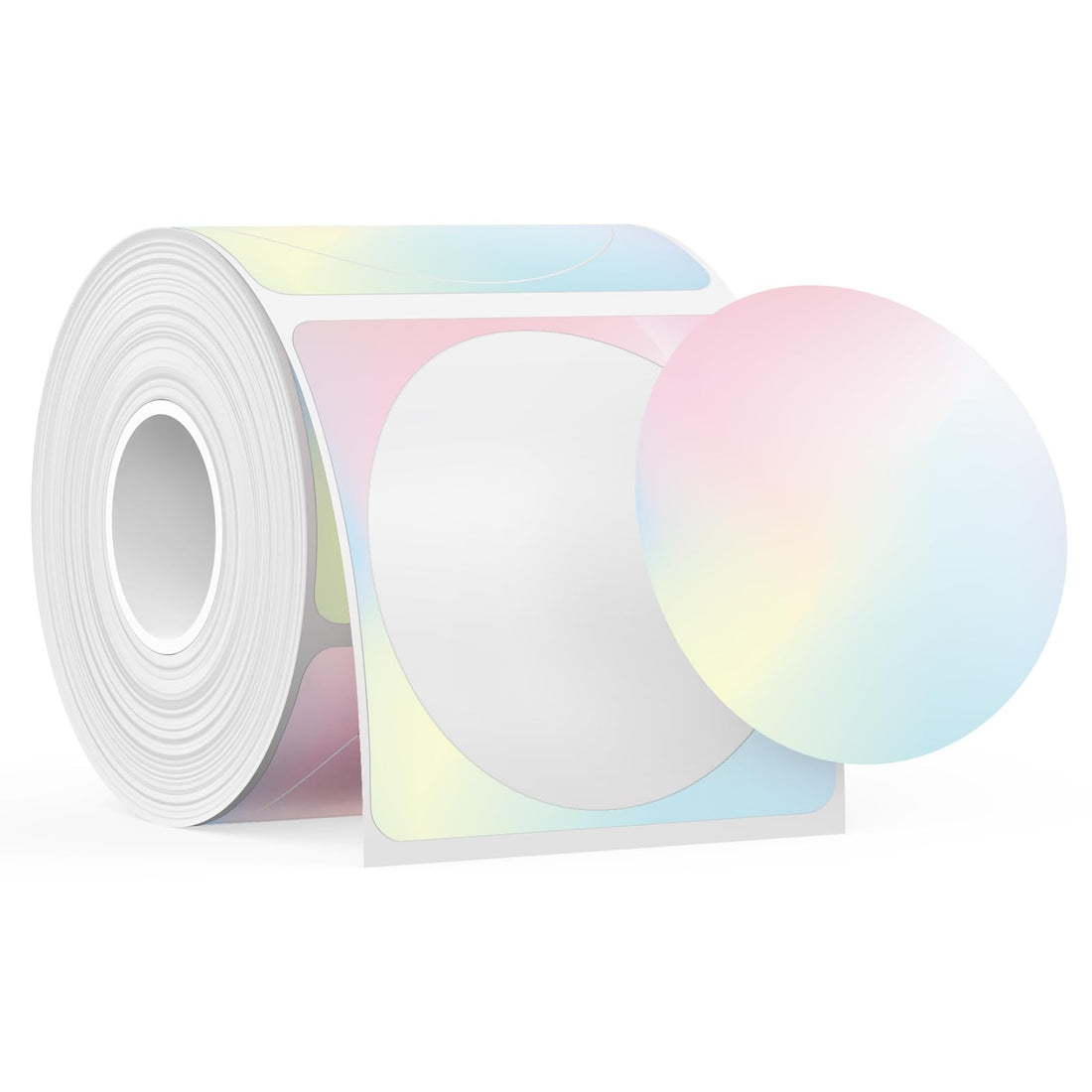 SUPVAN T50M Series Label Maker Tape, Round Size Φ 50mm 140 Labels/Roll Genuine Laminated Thermal Label Tape Refill, Waterproof Oilproof Highly Adhesive Auto Detect Labels, Black on Gradient Multicolor