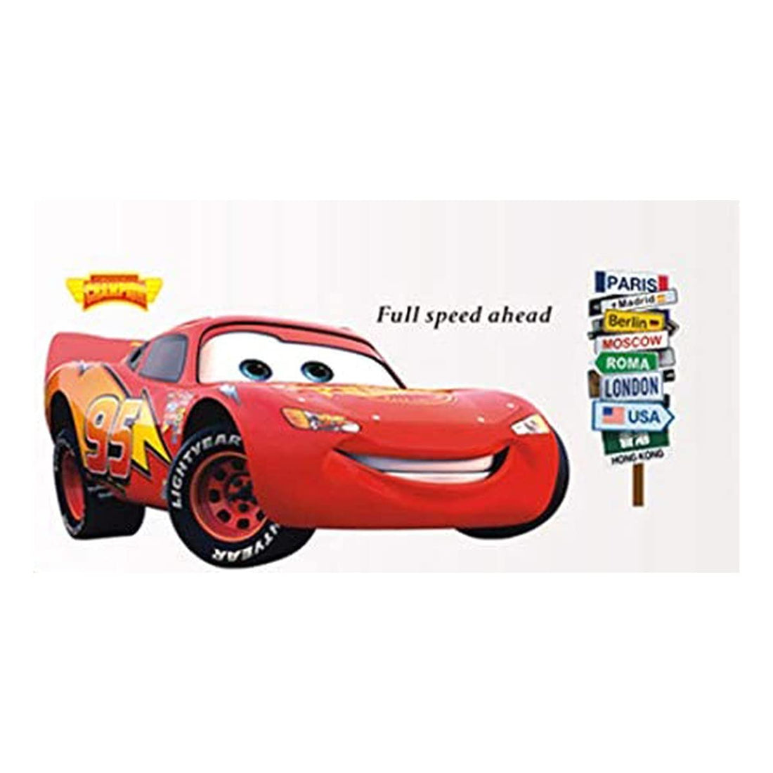 3d Cartoon Removable Wall Decal Sticker Red Car Mcqueen Bedroom Wall Decoration Art For Boys Kids
