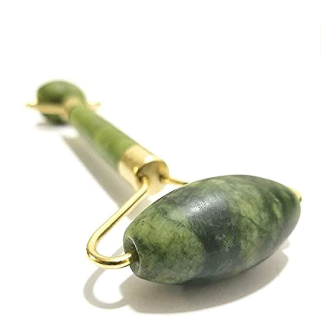 Generic Natural Himalayan Stone Jade Roller and Gua Sha Facial Massager Tool Set, Green