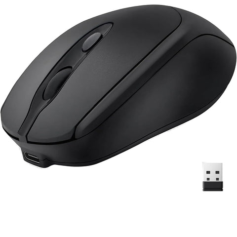 M256 Dual Mode Wireless Mouse – Bluetooth 5.2 & 2.4GHz Silent Ergonomic Mouse, Rechargeable USB-C, Adjustable 1600 DPI, Portable for Laptop, PC & MacBook, Black