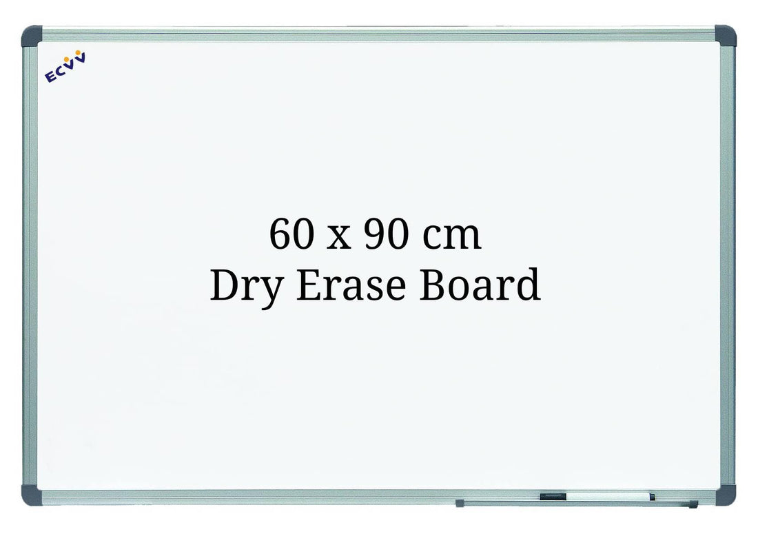 ECVV® Single Sided Dry Erase Board for Wall 60 x 90cm Aluminum Presentation Magnetic Whiteboard with Pen Tray, Wall-Mounted White Board for School, Office and Home