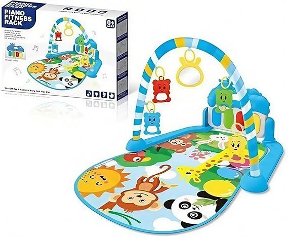 Kick and Play Floor Baby Mat and Play Piano Gym Mat – Infants Musical Activity Center with 5 Hanging Sensory Toys and Early Education Floor Playmat girly