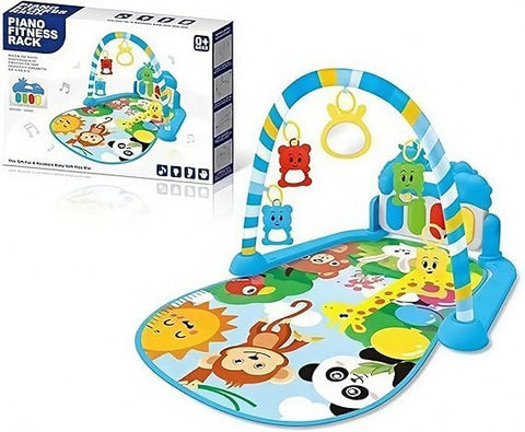 Kick and Play Floor Baby Mat and Play Piano Gym Mat – Infants Musical Activity Center with 5 Hanging Sensory Toys and Early Education Floor Playmat girly