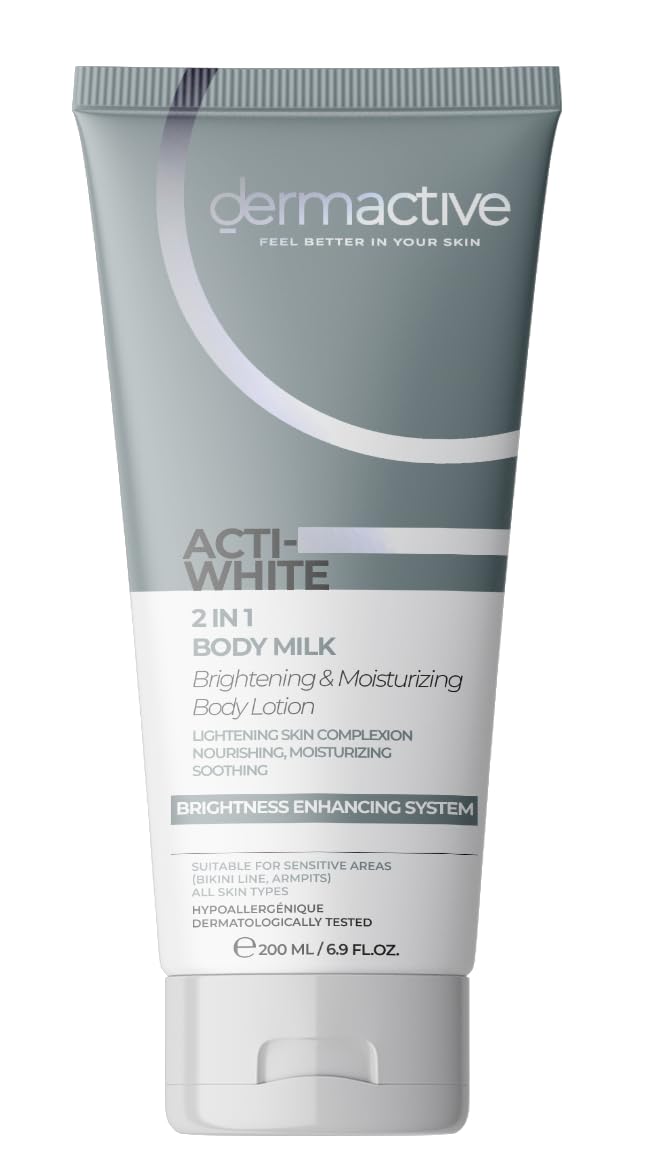 DERMACTIVE Acti White 2-in-1 Body Milk – 200 ml Brightens & Hydrates, Targets Uneven Tone, Lightweight Nourishing Care All Skin Types, Dermatologist Tested, Daily Use – AM & PM