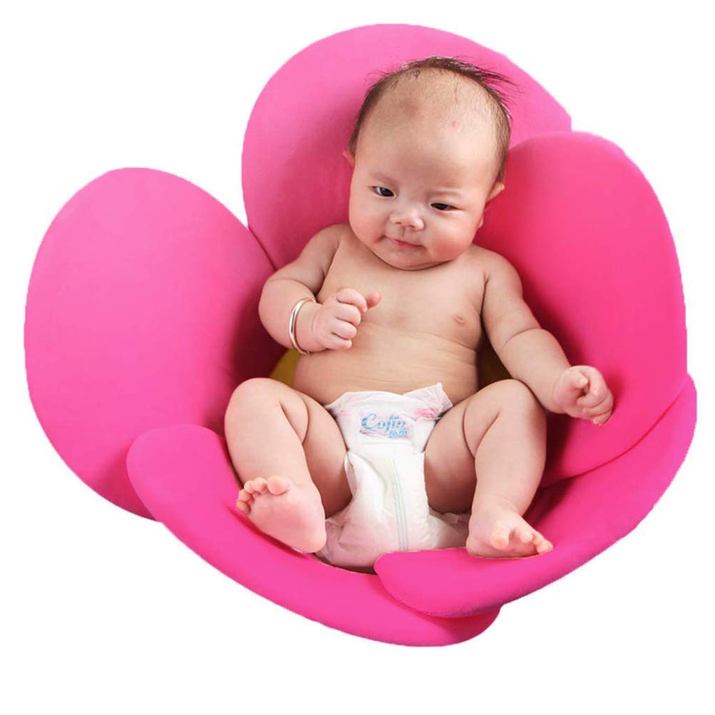 Moro Baby Bathtub Pad, Newborn Foldable Soft Baby Blooming Flower (Rose Red)