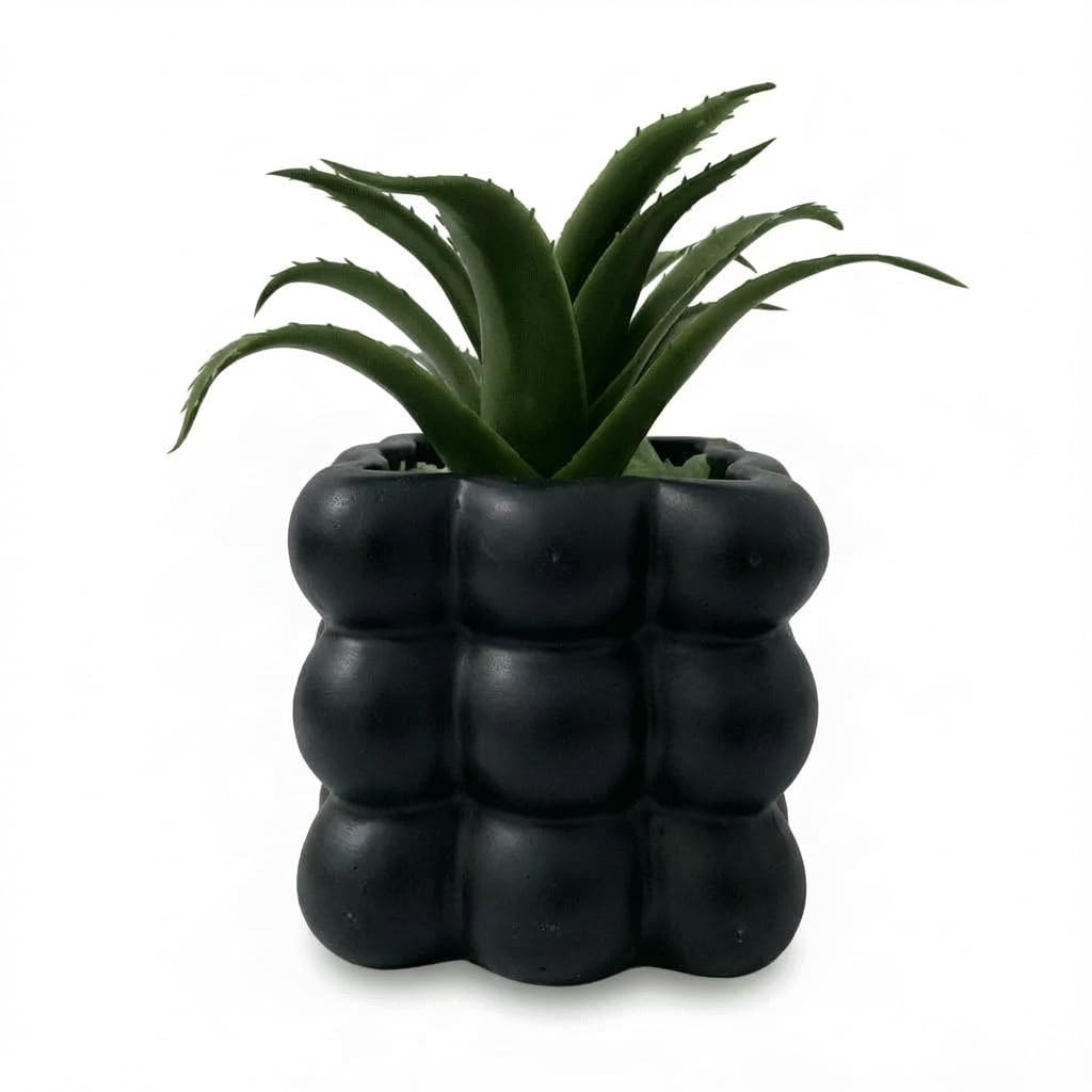 Luxury Gold Pineapple Vase with Green Artificial Plants – Modern and Elegant Home Decor for Table and Shelf, Decorative Accessory for Hall, Living Room, Office (Black)