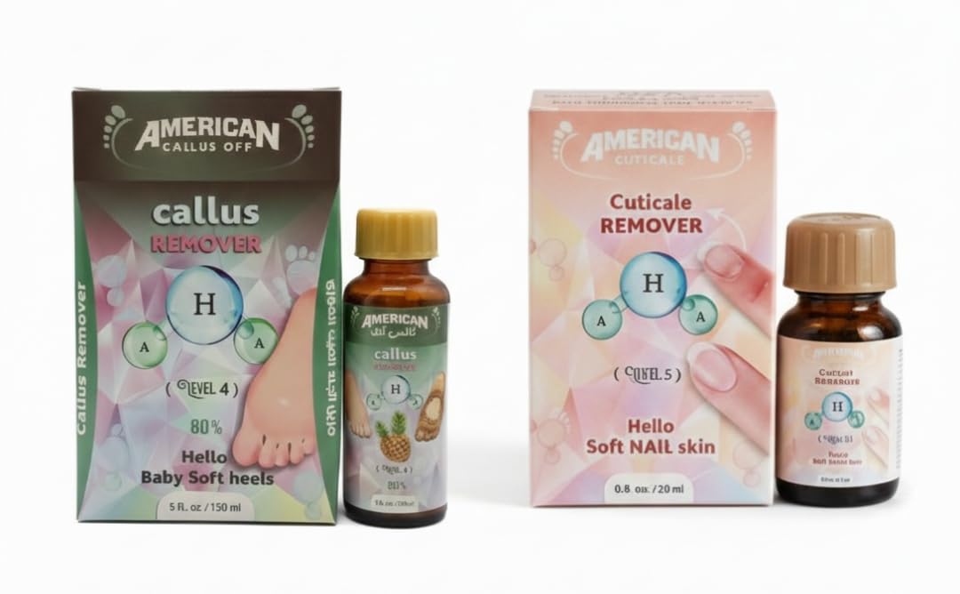 American Callus Off Callus Remover and Cuticle Remover Set, Foot and Nail Care Treatment, 150ml and 20ml