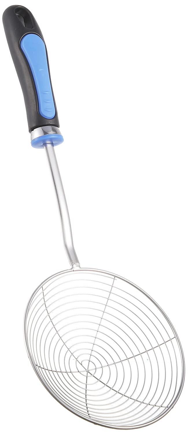 Elyassin Stainless Steel Small Frying Strainer Spoon with Plastic Handle - Multi Color
