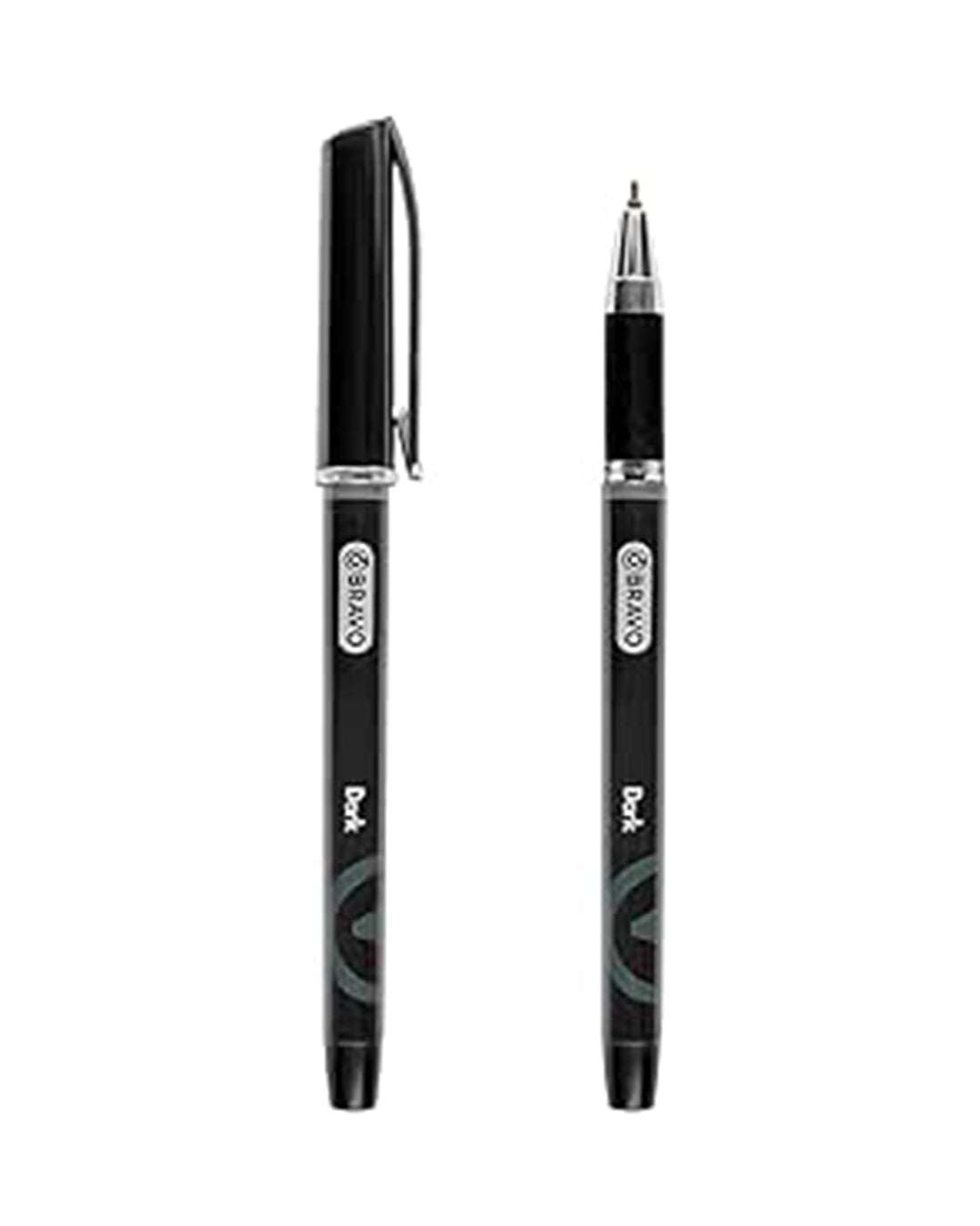 Bravo Dark Ballpoint Pen Pack Of 10 Pens 1M Smooth Writing For School, Office And Home - Black