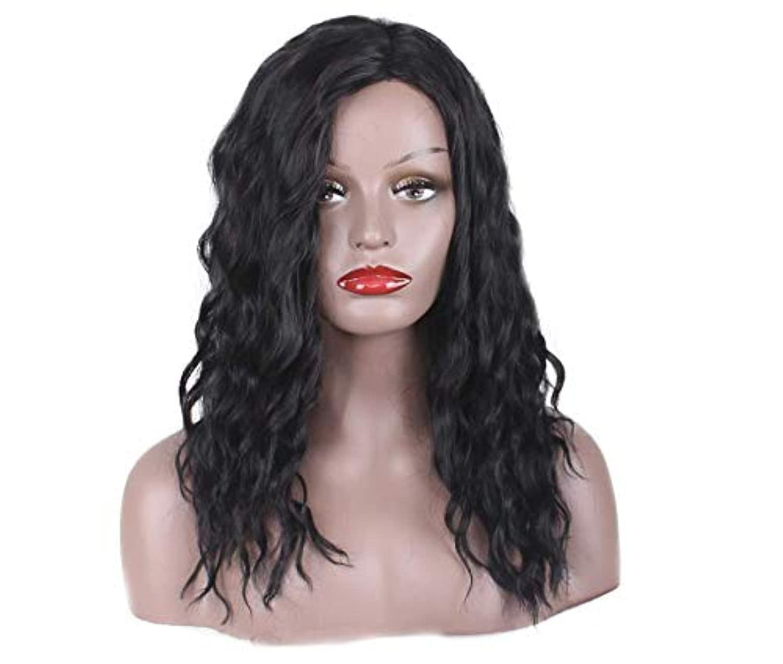 ECIF High Temperature Silk Black Small Curly Long Curly Hair Black Wig