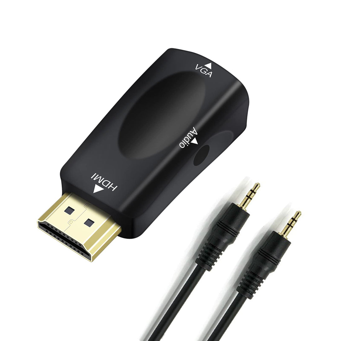 DTech HDMI to VGA Adapter with 3.5mm Audio Port Out for Computer Monitor PC TV 1080P HD Video (Male HDMI Input, Female VGA Output)