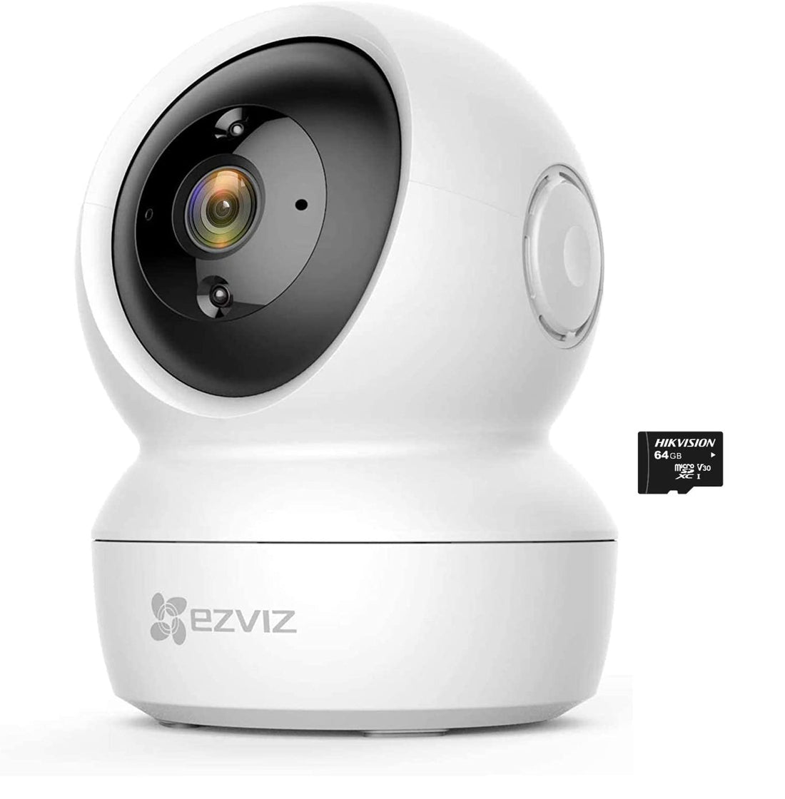 HIKVISION EZVIZ Made in India | Baby Monitor Camera|2 Way Talk | 360° Pan/Tilt | Night Vision |Compatible with Alexa & Google|C6N, with 64GB SD Card by EVteQ