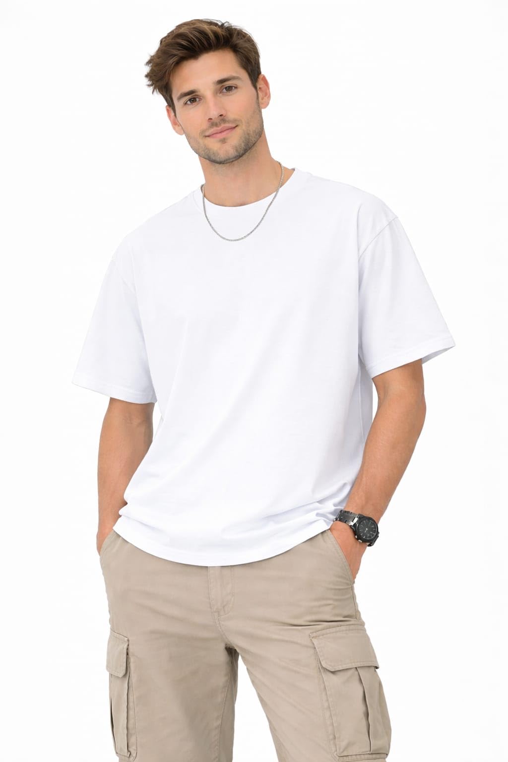 Unisex Oversized Black T-Shirt, Crew Neck, Short Sleeve, Casual Everyday Wear-2001