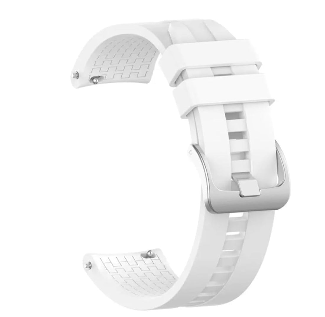 Silicone Replacement Strap, 22mm White Strap Matte,Open and choose Size and color (22mm, White)