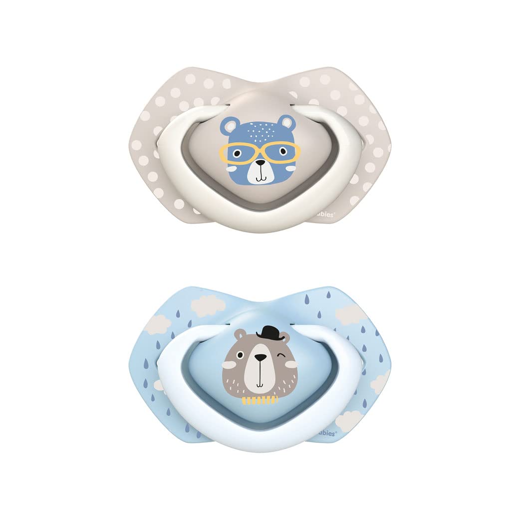 Canpol babies Light Touch Silicone Pacifier, 2 pcs per pack, BPA free sterilization capsule (0-6m, Bonjour Paris Boy)