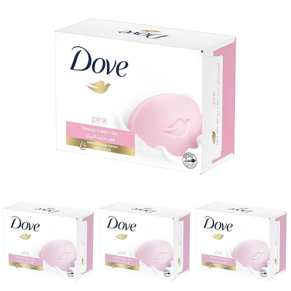 Dove Beauty Cream Bar Soap Pink Made with ¼ moisturizing cream 90G (Pack of 4)