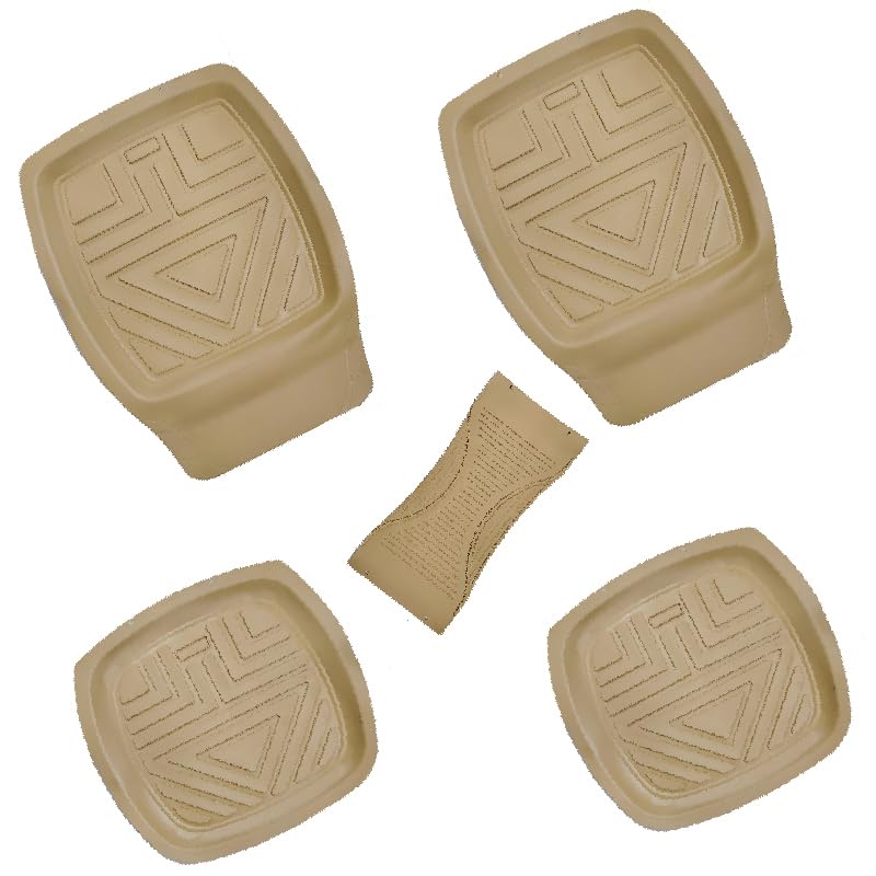 KaberMisr 2020 Car Mat Front And Rear Rubber Car Mat Set Suitable For All Cars (Beige,Set Of 5 Pieces,Code:8966)