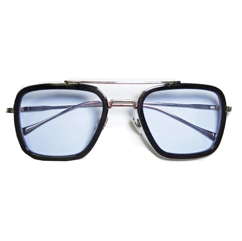 Spider-Man Edith Glasses, Vintage Pilot Square Metal Frame for Male Female Sunglasses Classic Downey Iron Man Tony Stark Shadow-white