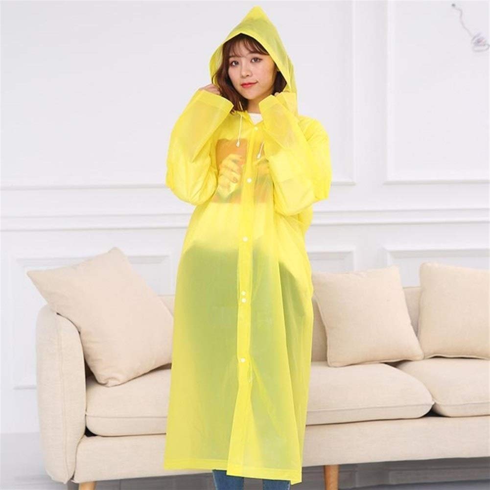 Convenient Fashion EVA Women Man Raincoat Thickened Waterproof Poncho Jacket Adult Clear Transparent Camping Hooded Rainwear Suit (Color : Yellow, Size : 48 53cm radius)