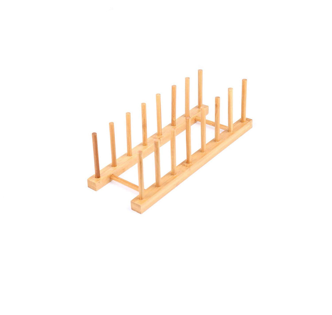 Solid Wood Multipurpose Plate Rack - 7 Plates Shelves Drainboard Dish Drainer Donut Stand Display Stands Cutting Board Organizer (31X13cm/12.2X5.11in)