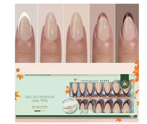 120pc Colored False Nails Full Cover Soft Gel Acrylic Tips Pointy Fake Nail Artificial Fingernails Manicure Designs Decor for Women Girls Home Salon DIY. (5 COLOR-5 SHEETS) -