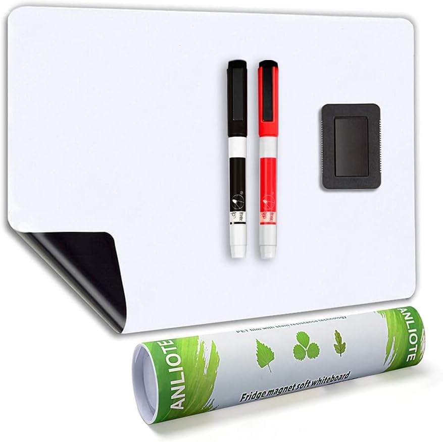magy store Magnetic Dry Erase Board Fridge White Board Sheet 20x13", Flexible Refrigerator Magnets Whiteboard Planner for Home Kitchen, 2 Markers and Eraser
