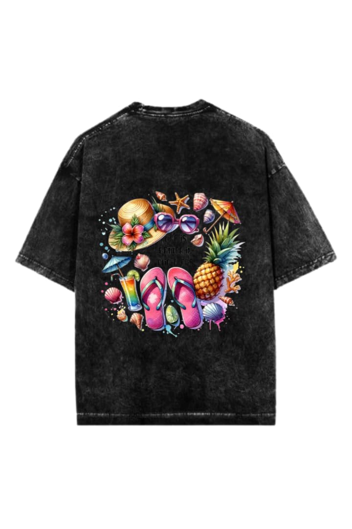 Sammer Vbes T-shirt Washed Back LIFE IS BETTER IN FLIP FLOPS 44