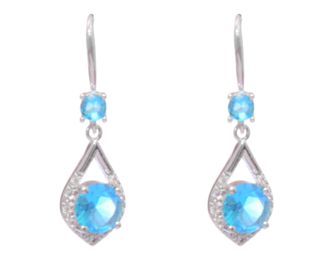 Cute Design Shiny Turquoise Lobes Earrings for Women, Silver TON-A-1102