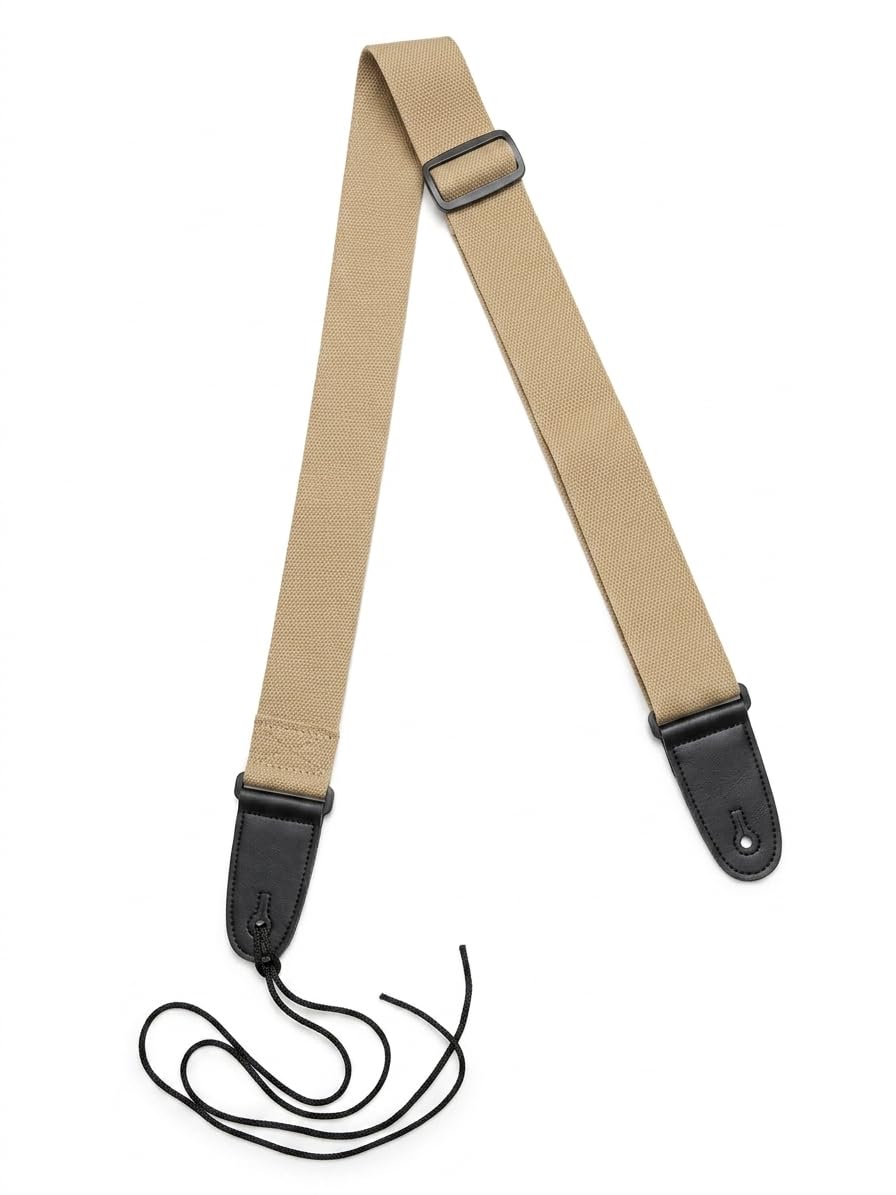 1 Guitar Strap, Adjustable, with Leather Ends, Neck Strap for Electric Guitar, Acoustic Guitar, Bass