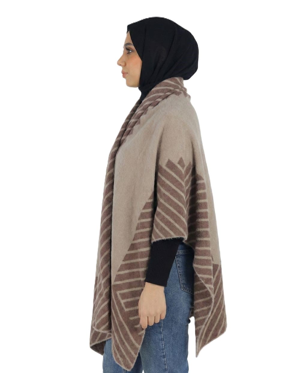 Women's Rectangular Turkish Shawl, Classic Stylish Design, Multicolor, Knitted Wool, One Size, Ideal for Hijab