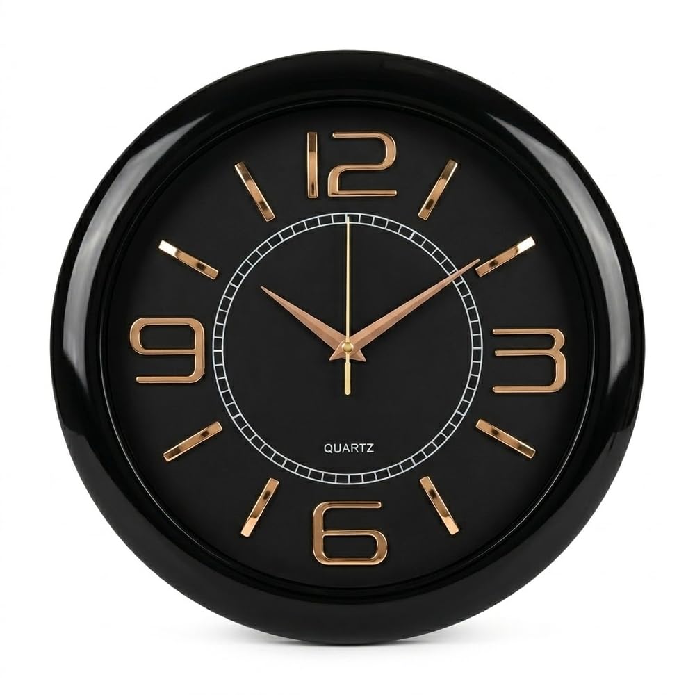 Modern Quartz Wall Clock with Elegant Black Frame - A1-869