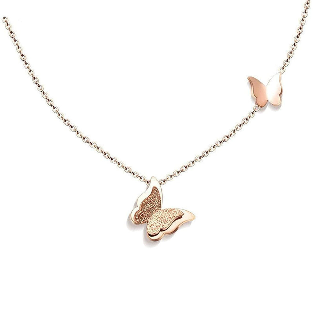 Rose Gold Plated Valentine's Butterfly Choke Chain Necklace for Women Girl