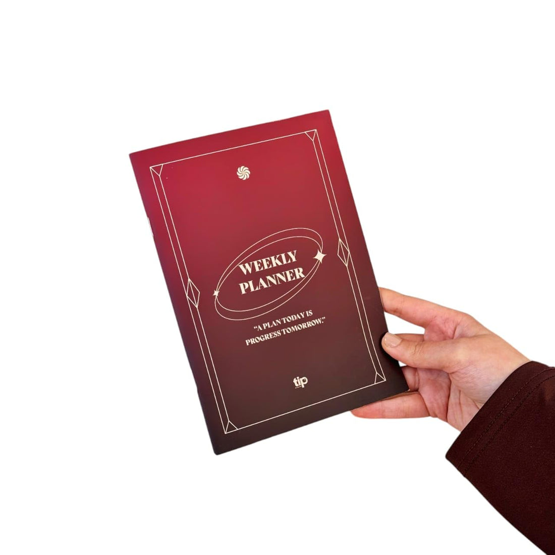 Tip Of The Day | Maroon Weekly Planner in English |Size 20 x 14 cm |32 pages| A5 blank cream paper | no date format |Eye-catching Design Clear |Gift for top CEO, Managers, Startups and Professionals